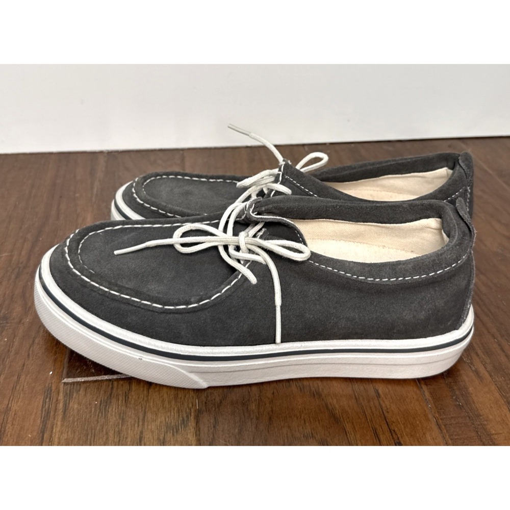 Vans Surf Siders Shoes Mens 6.5 Gray Sneakers Boat Lace Up Womens 8 Suede Casual